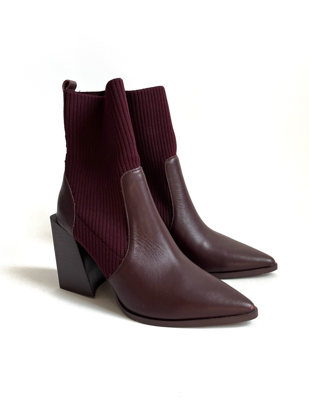 Steve Madden Burgundy Leather Tackle Sock Boots Size 7.5